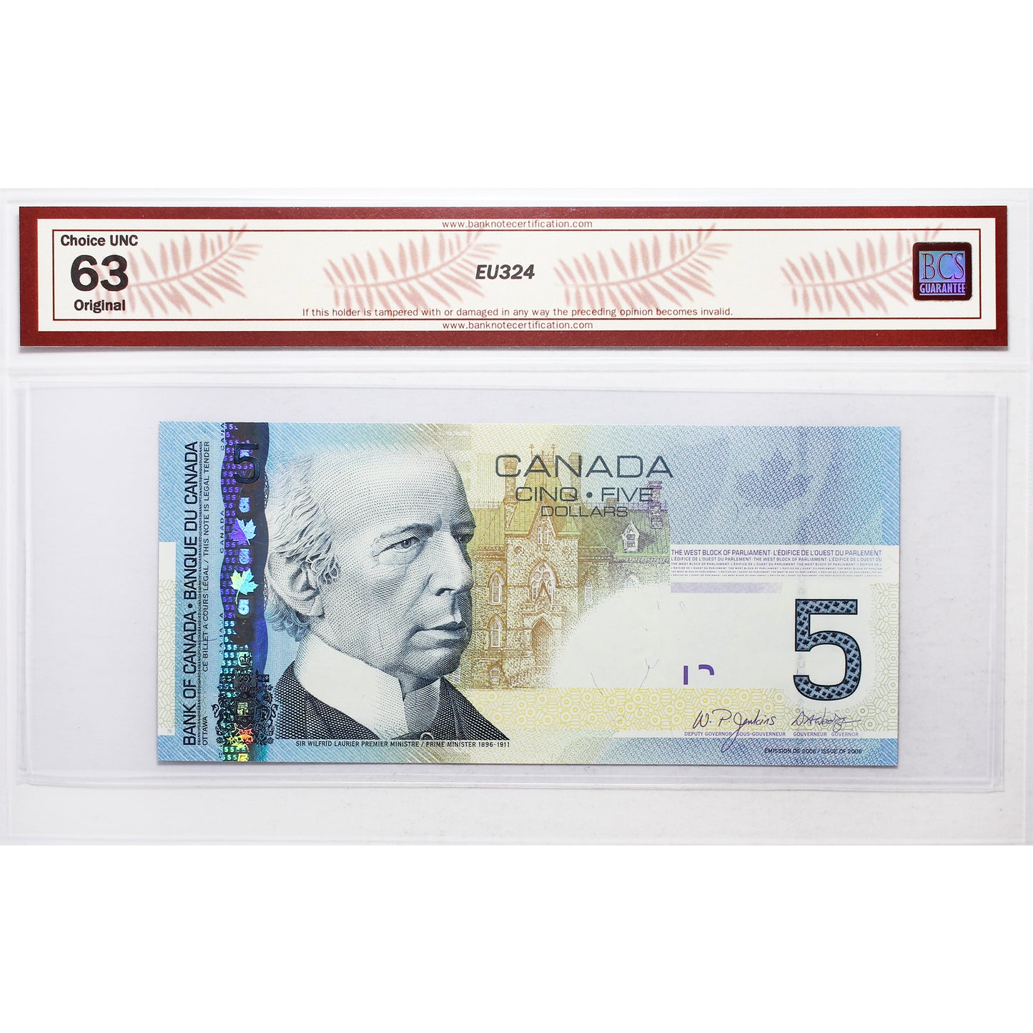 BC-67a-N1-iii 2006 Canada $5 J-D, 2006, RADAR AOL6183816 BCS Certified CUNC63 Original
