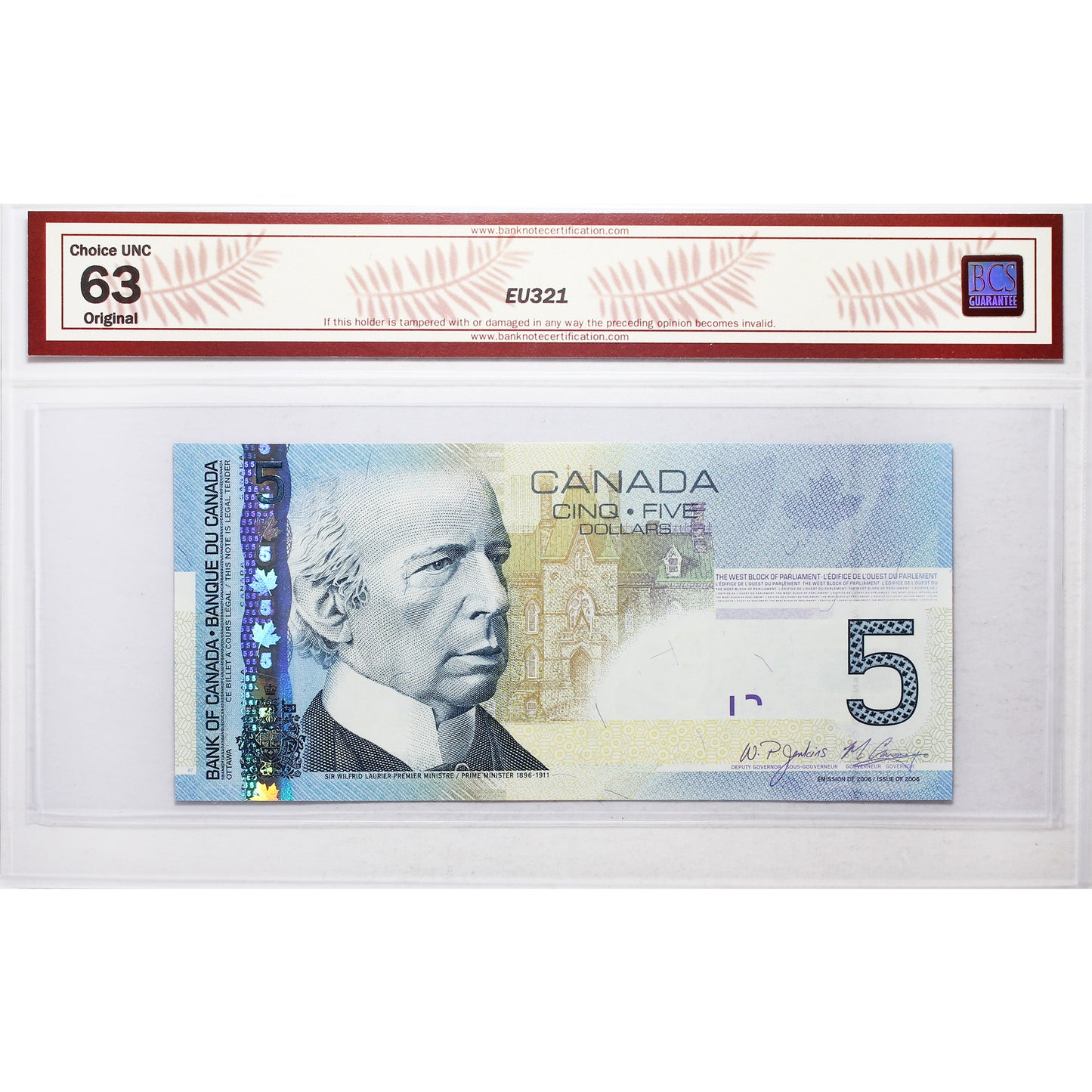 BC-67b-N1-iii 2006 Canada $5 J-C, 2009, RADAR AAL8734378 BCS Certified CUNC63 Original
