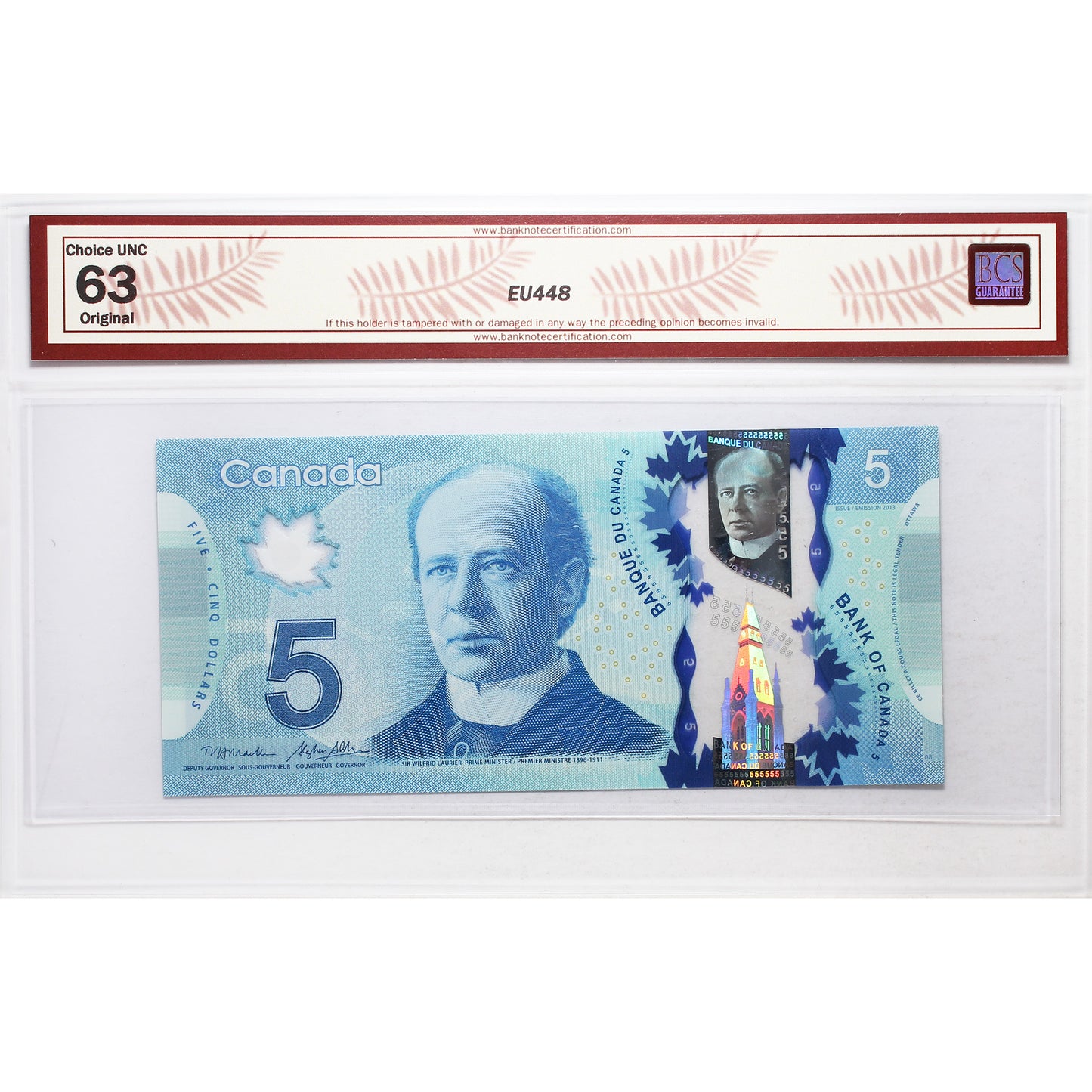 BC-69b-N1-iii 2013 Canada $5 M-P, 4 Digit RADAR HBG8479748 BCS Certified CUNC-63 Original