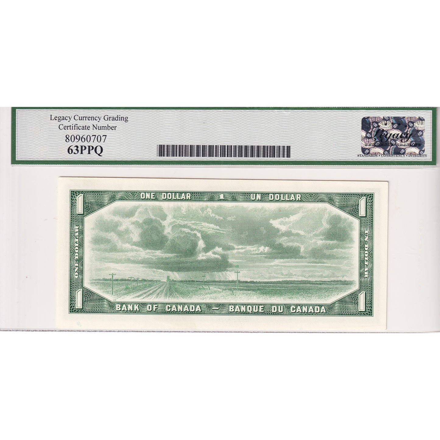 BC-37bA 1954 Canada $1 Beattie-Rasminsky, Replacement, *H/Y Legacy Certified CUNC63 PPQ