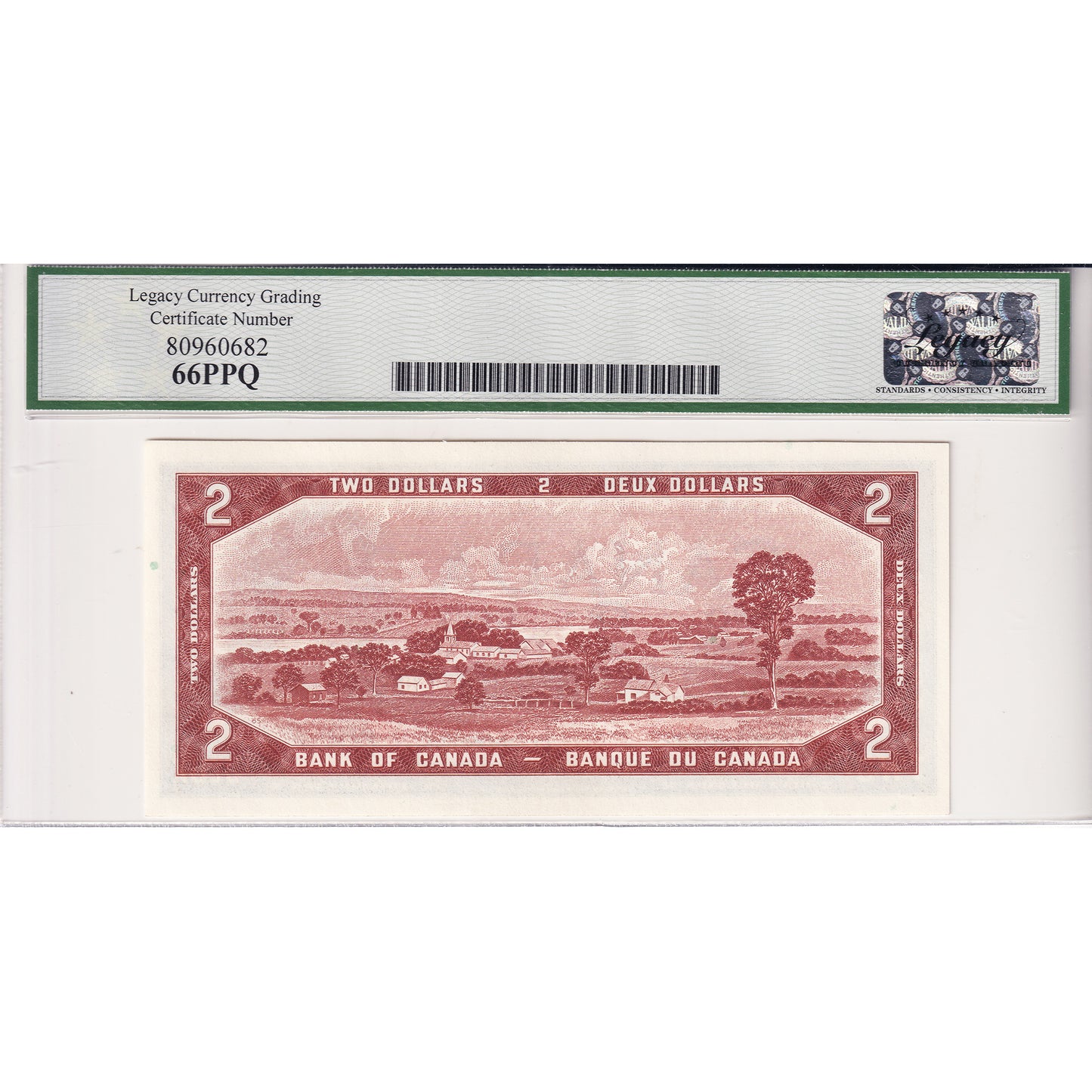 BC-38b 1954 Canada $2 Beattie-Rasminsky, Modified Portrait, A/R Legacy Cert. GUNC-66 PPQ