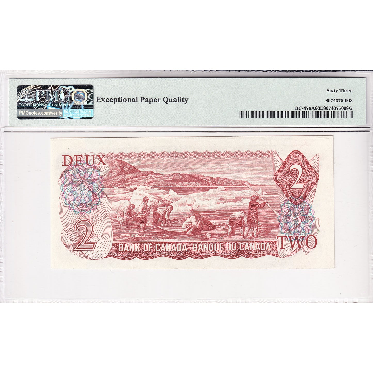 BC-47aA 1974 Canada $2 Lawson-Bouey, 2 Letter, Replacement, *RA PMG Cert. CUNC63 EPQ