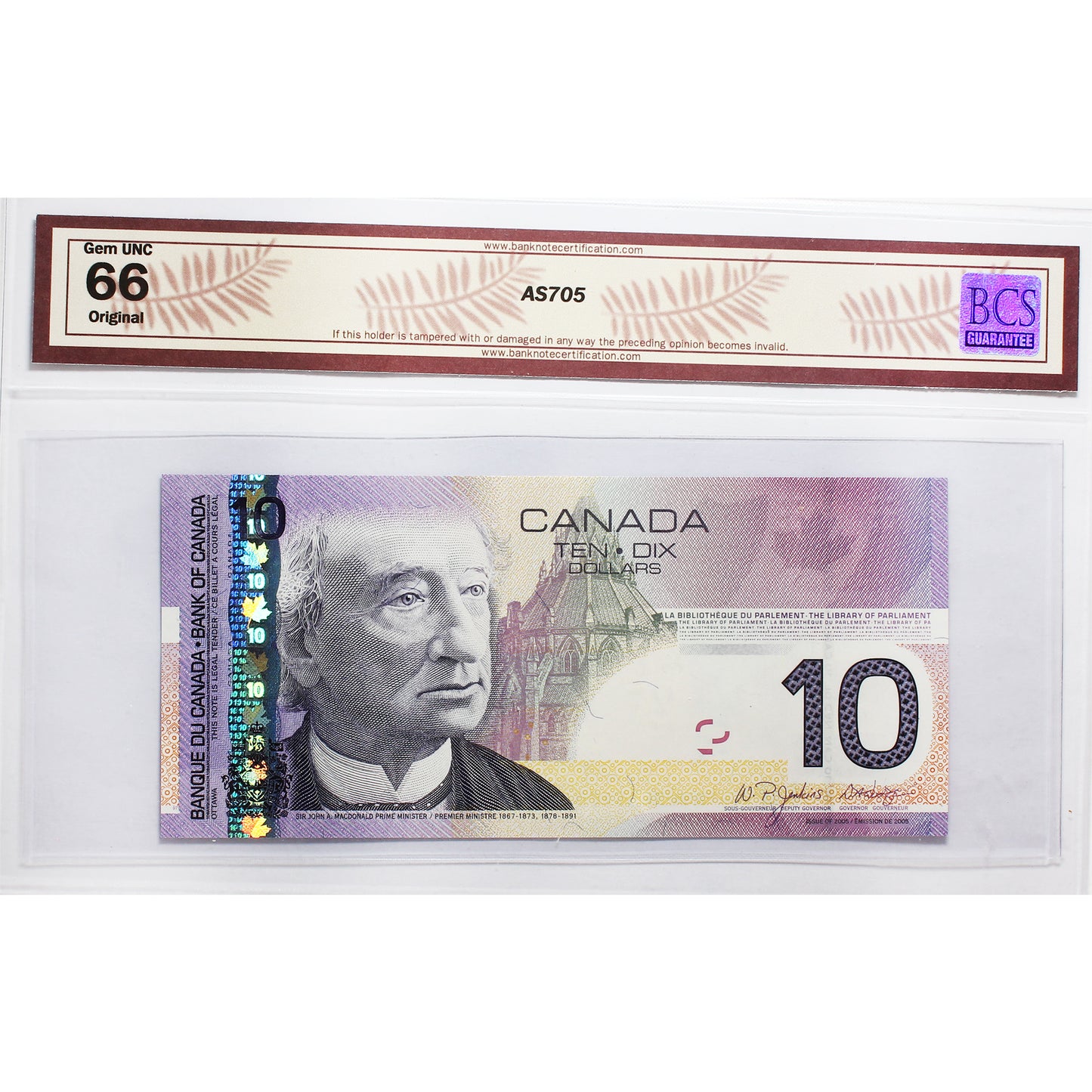 BC-68aA 2005 Canada $10 J-D, Replacement, 2007, BTL (3.00M-3.20M) BCS Cert. GUNC66 Orig.