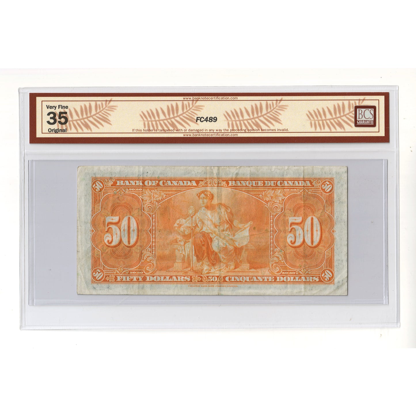 BC-26c 1937 Canada $50 Coyne-Towers, Changeover, BCS Certified VF35 Original