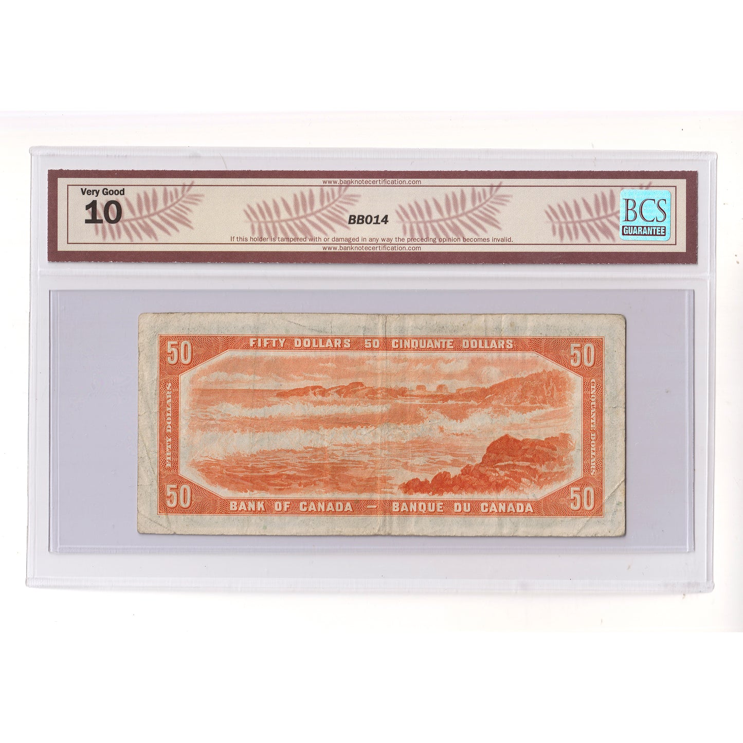 BC-1954 Canada $50 Beattie-Coyne, Devil's Face, Changeover, A/H BCS Certified VG10