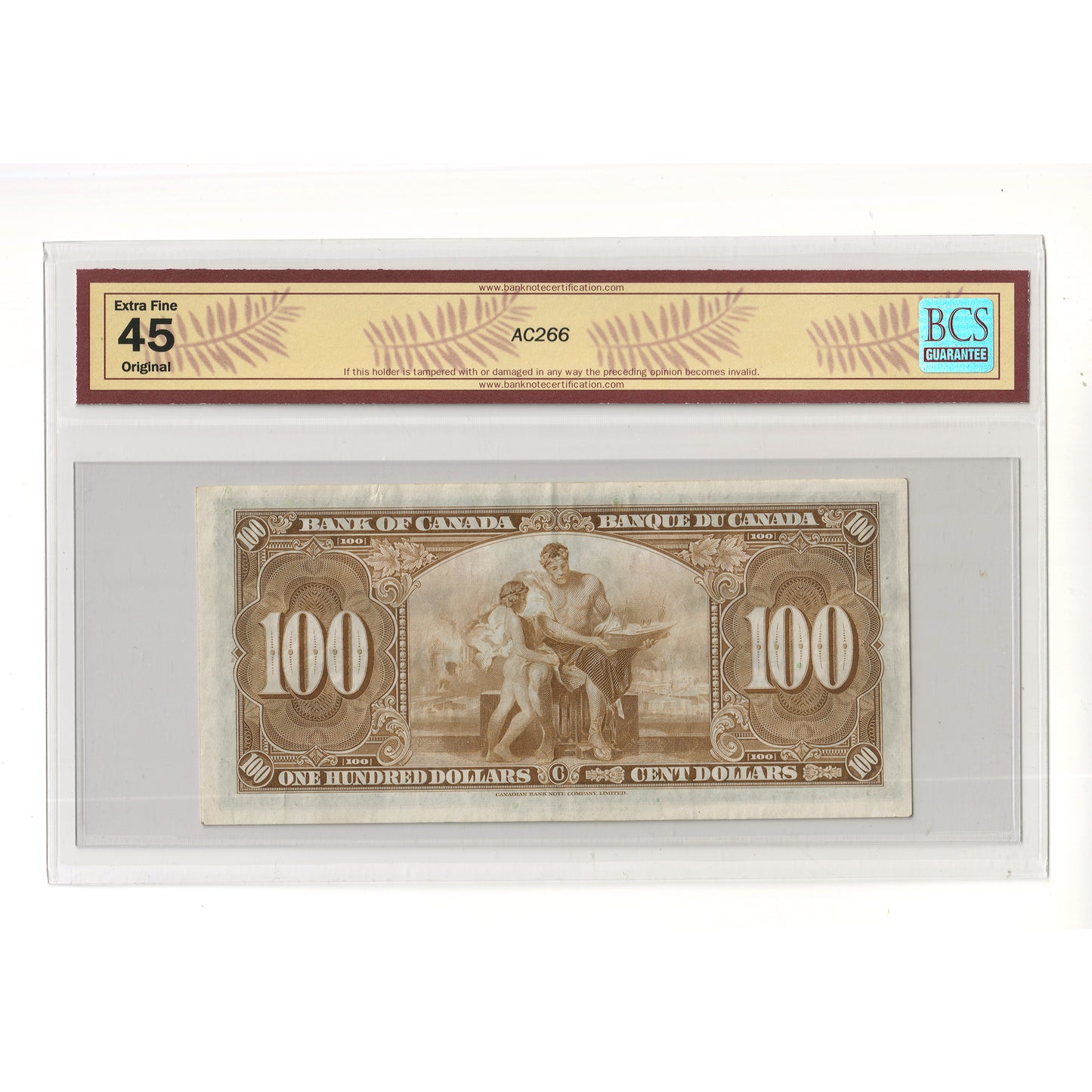 BC-27c 1937 Canada $100 Coyne-Towers, Changeover, B/J BCS Certified EF45 Original