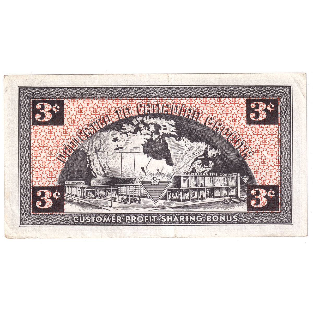 G2-C1 1962 Canadian Tire Coupon 3 Cents Extra Fine