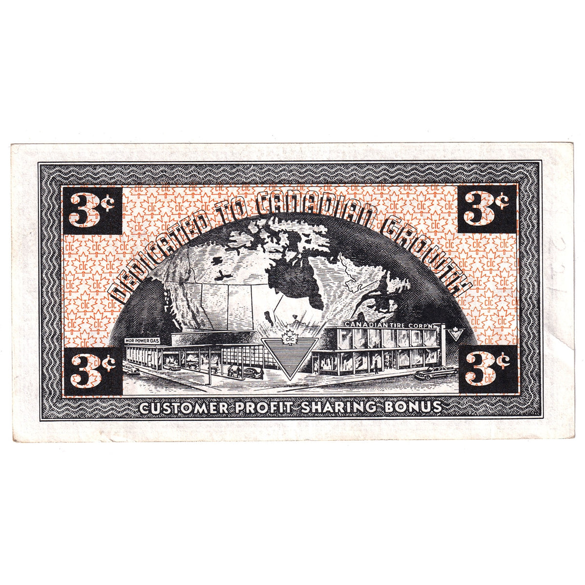 G2-C1 1962 Canadian Tire Coupon 3 Cents VF-EF (Ink)