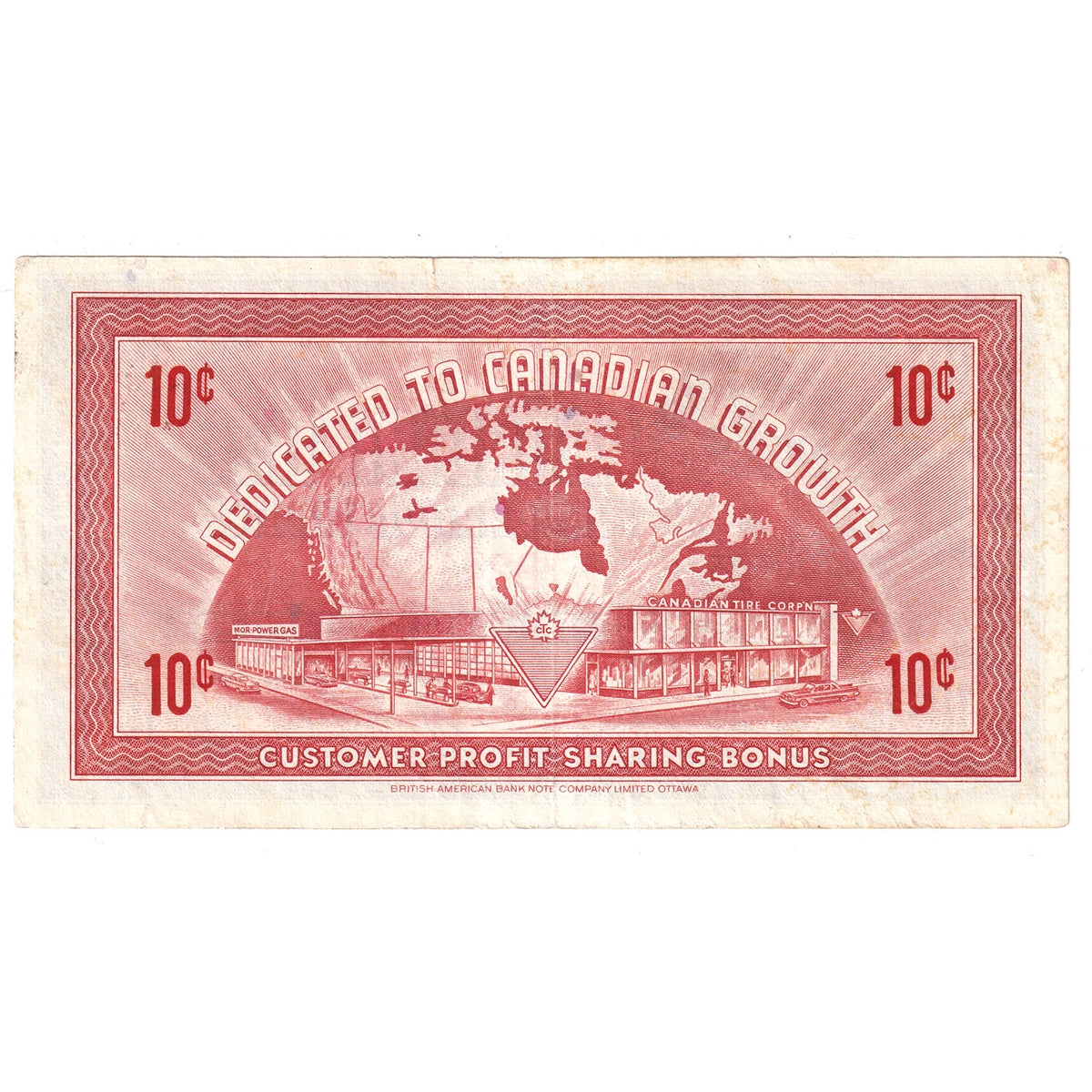 G6-B-B 1968 Canadian Tire Coupon 10 Cents Almost Uncirculated (Tear)