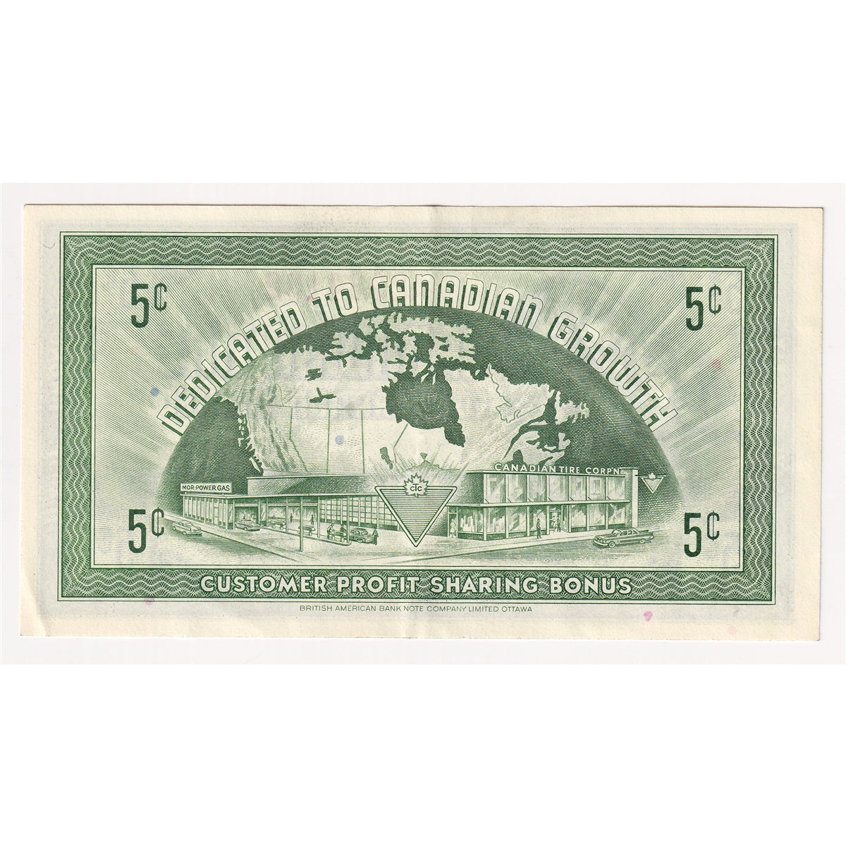 G7-A-A2 Narrow Font 1972 Canadian Tire Coupon 5 Cents Extra Fine