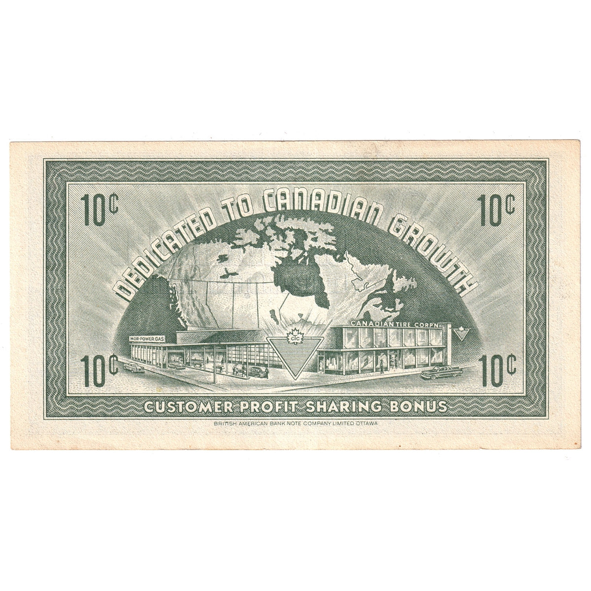 G7-B-T3 1972 Canadian Tire Coupon 10 Cents Almost Uncirculated