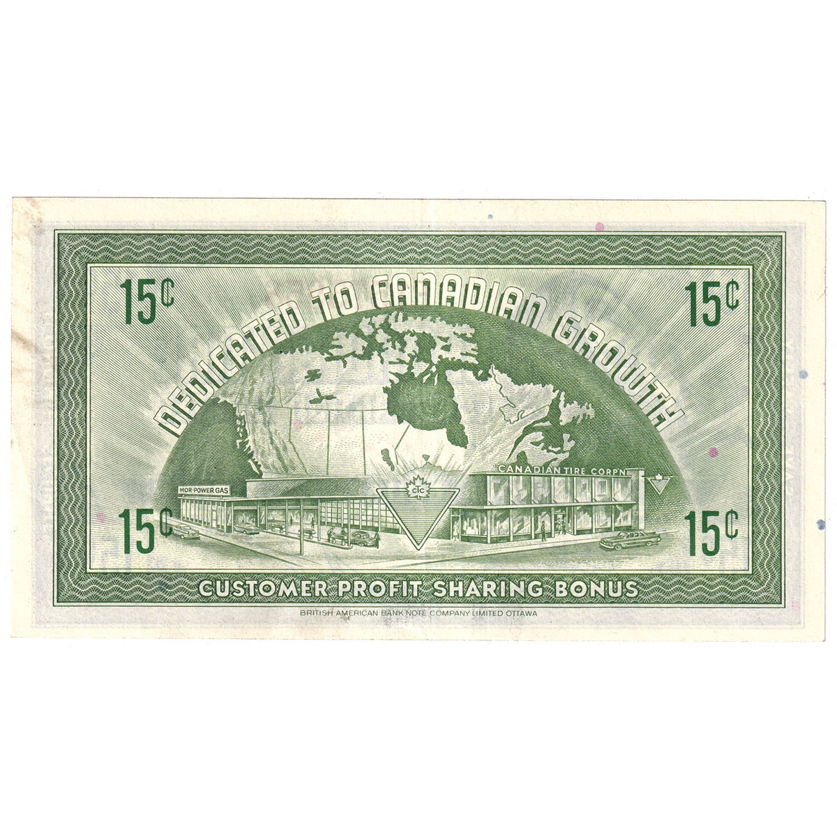 G7-C-E1 1972 Canadian Tire Coupon 15 Cents Almost Uncirculated