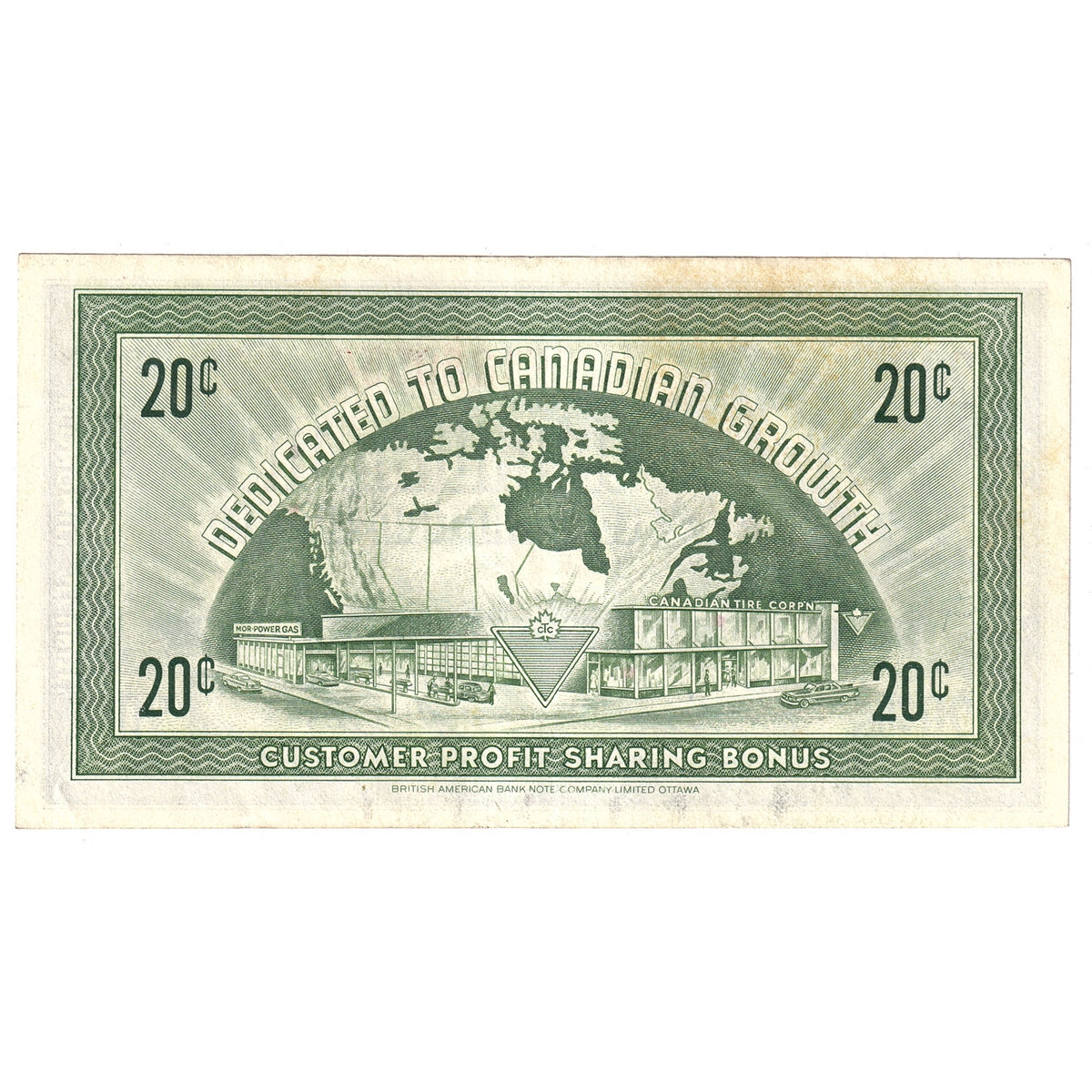 G7-D-F2 Narrow Font 1972 Canadian Tire Coupon 20 Cents Extra Fine