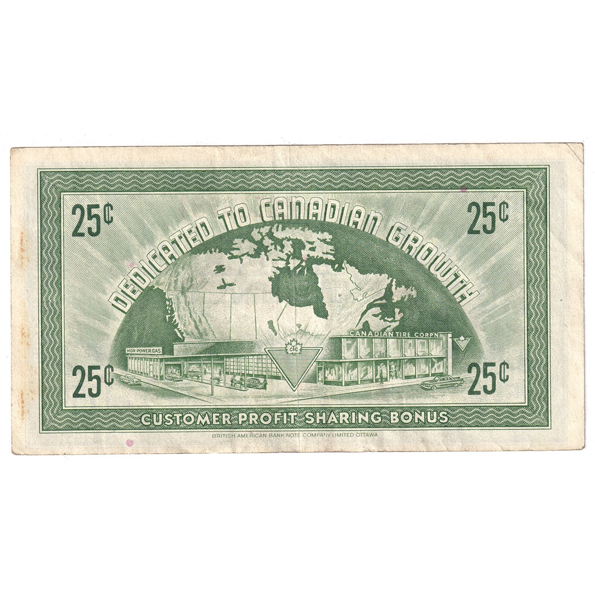 G7-E-C2 Narrow Font 1972 Canadian Tire Coupon 25 Cents VF-EF