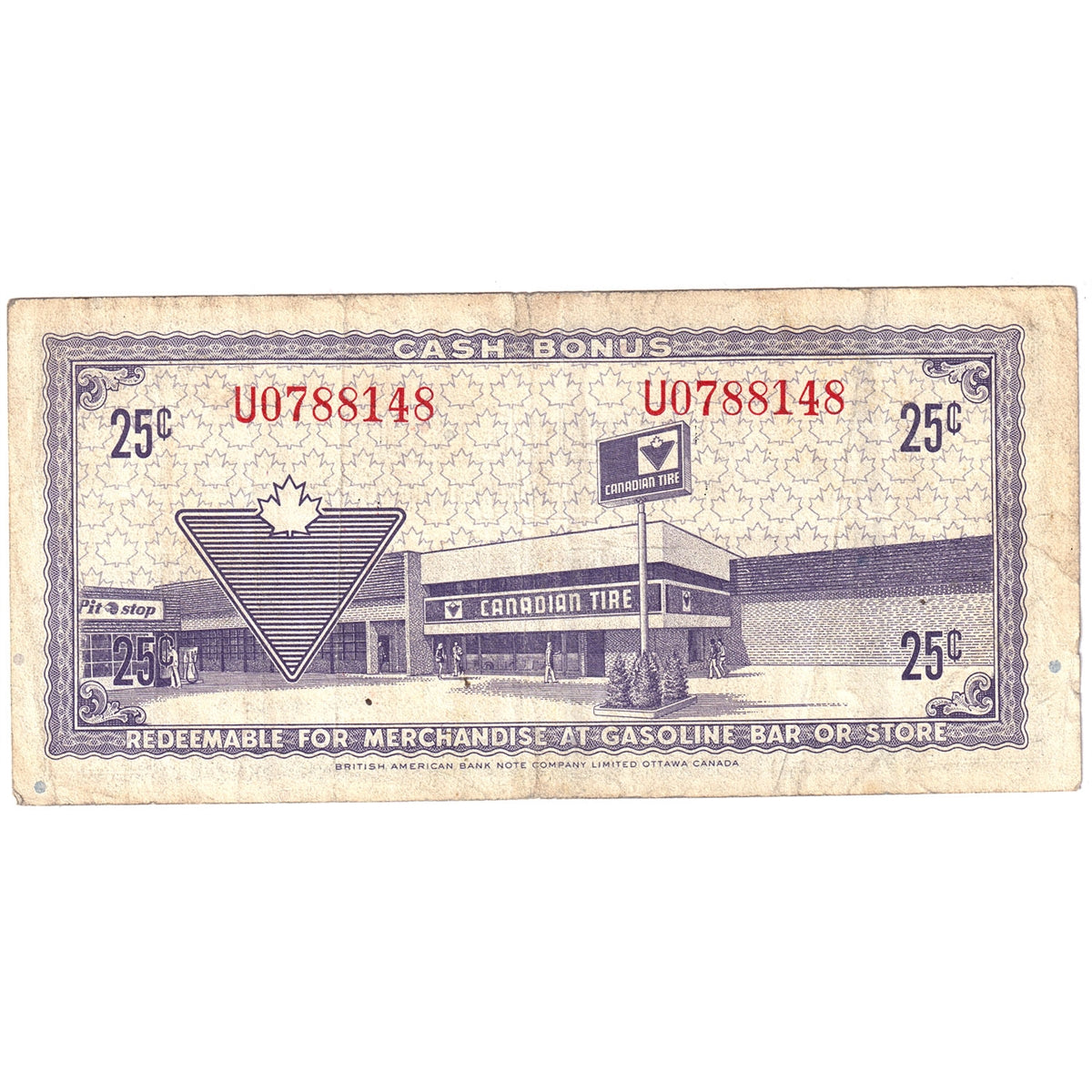 S3-D-U 1972 Canadian Tire Coupon 25 Cents Very Fine