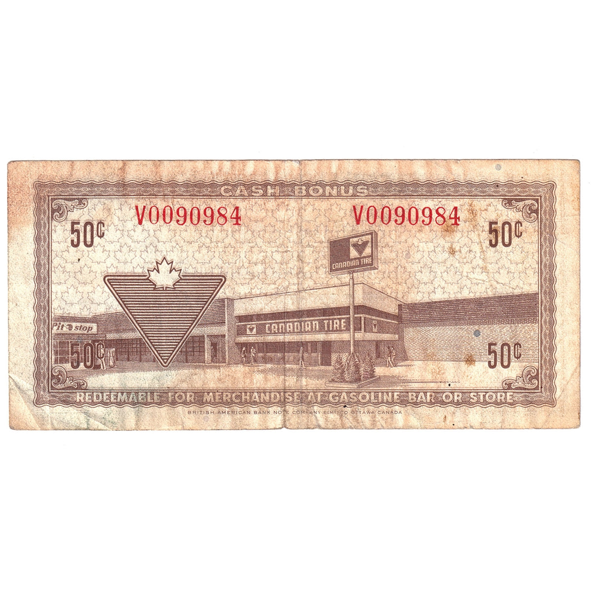 S3-E-V 1972 Canadian Tire Coupon 50 Cents F-VF