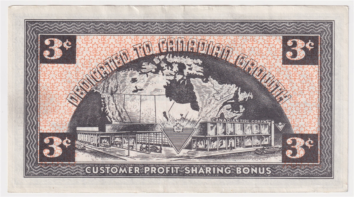 G2-C2 No Mor Power 1962 Canadian Tire Coupon 3 Cents Almost Uncirculated
