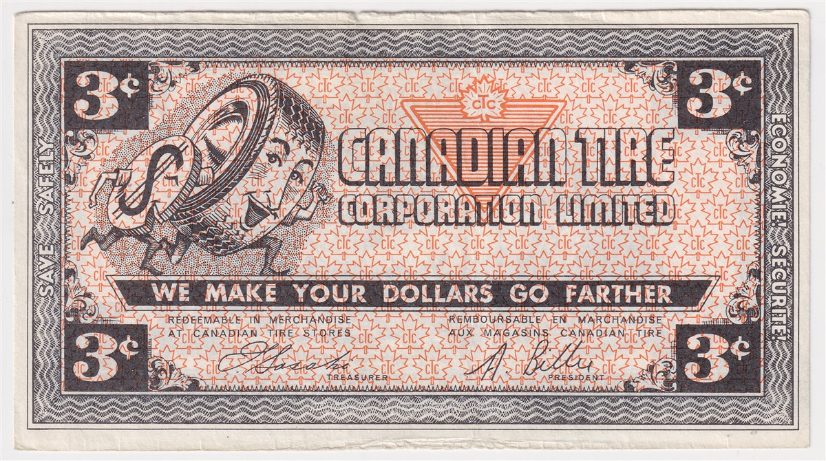 G2-C2 No Mor Power 1962 Canadian Tire Coupon 3 Cents Extra Fine (Ink)