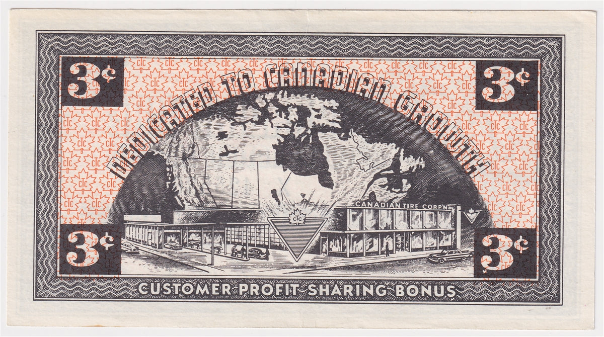 G3-C-X No Mor Power 1962 Canadian Tire Coupon 3 Cents AU-UNC