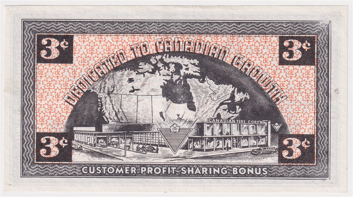 G3-C-X No Mor Power 1962 Canadian Tire Coupon 3 Cents Almost Uncirculated