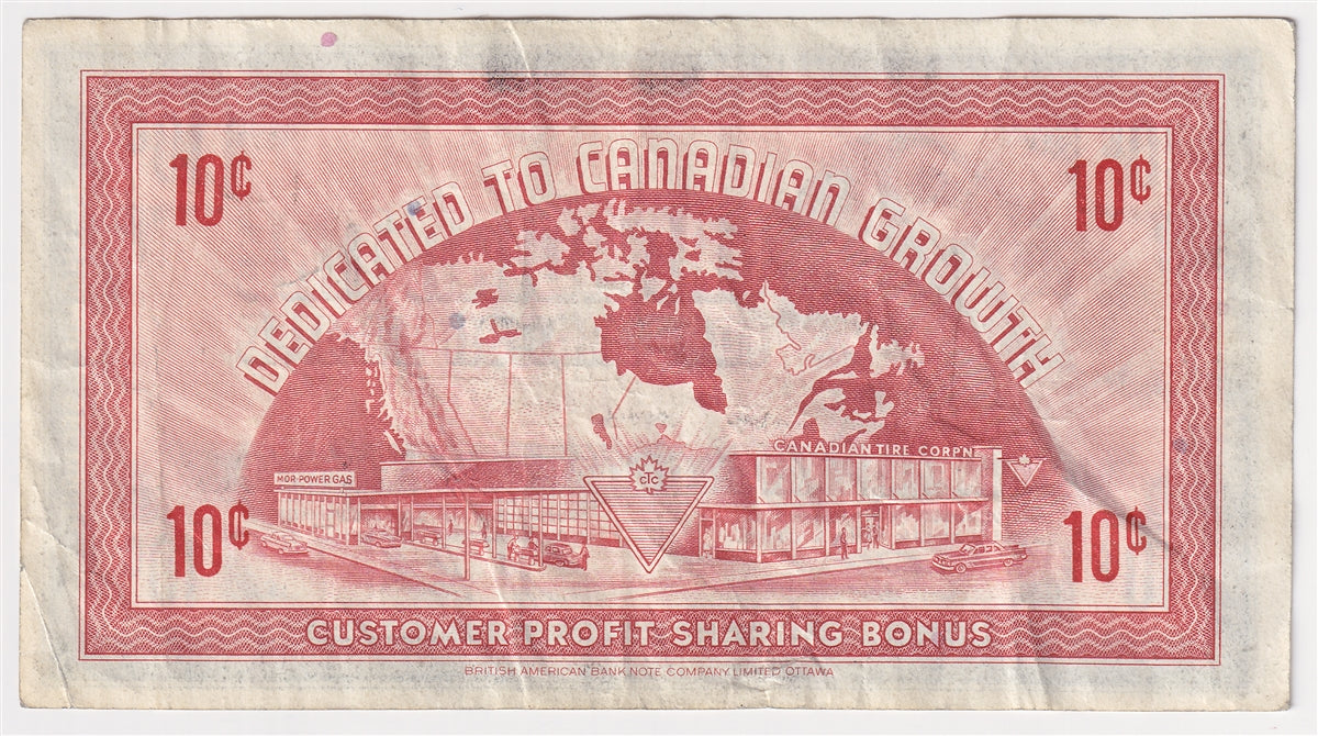 G5-B-B 1964 Canadian Tire Coupon 10 Cents Very Fine