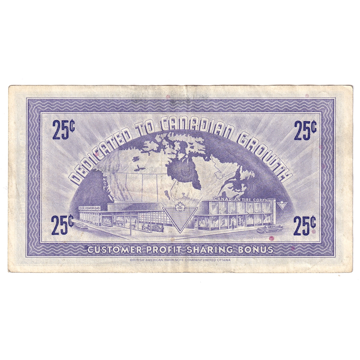 G5-C-C 1964 Canadian Tire Coupon 25 Cents Very Fine