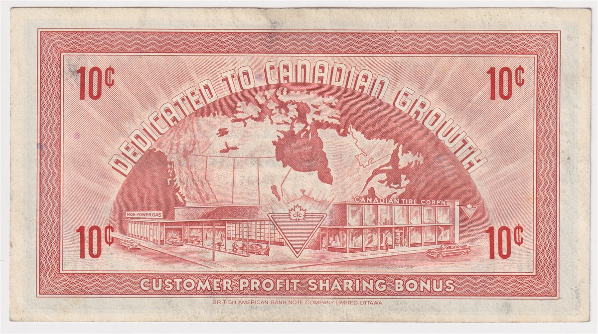 G6-B-B 1968 Canadian Tire Coupon 10 Cents Extra Fine