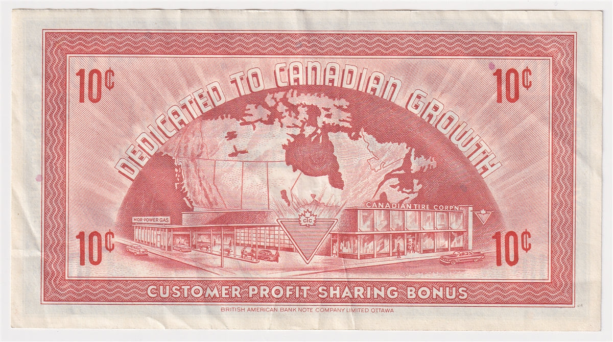 G6-B-B 1968 Canadian Tire Coupon 10 Cents VF-EF