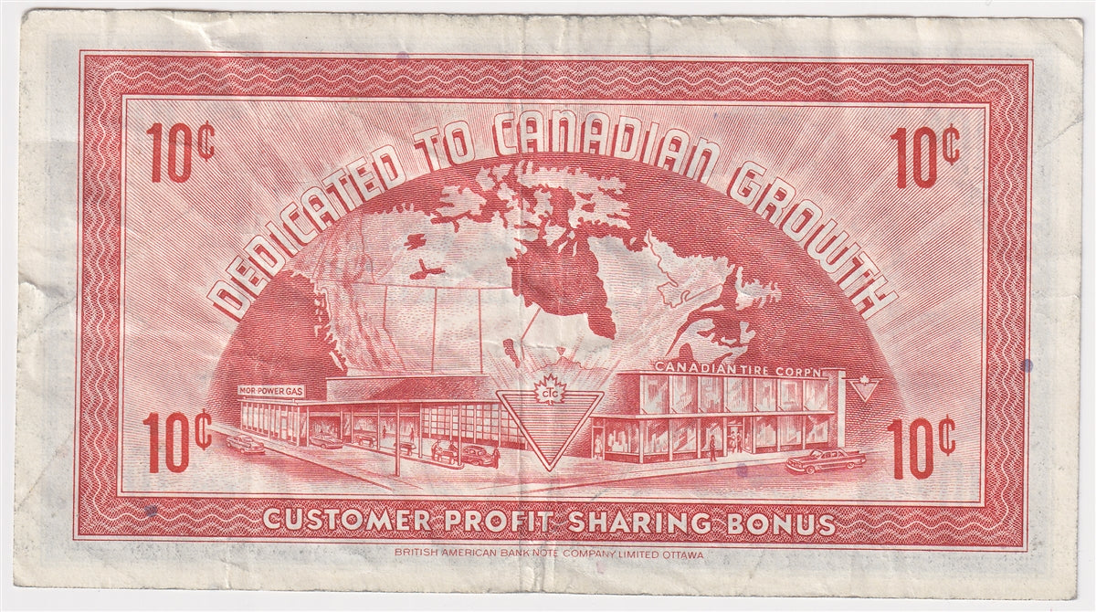 G6-B-B 1968 Canadian Tire Coupon 10 Cents Very Fine