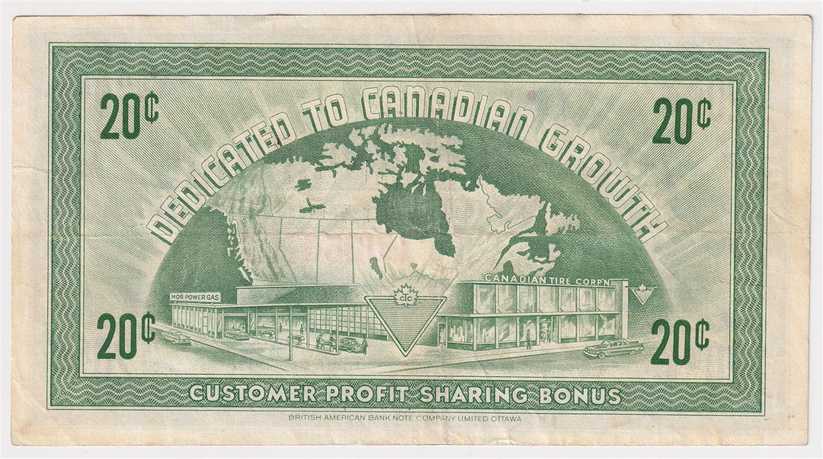 G6-D-F 1968 Canadian Tire Coupon 20 Cents VF-EF (Ink)