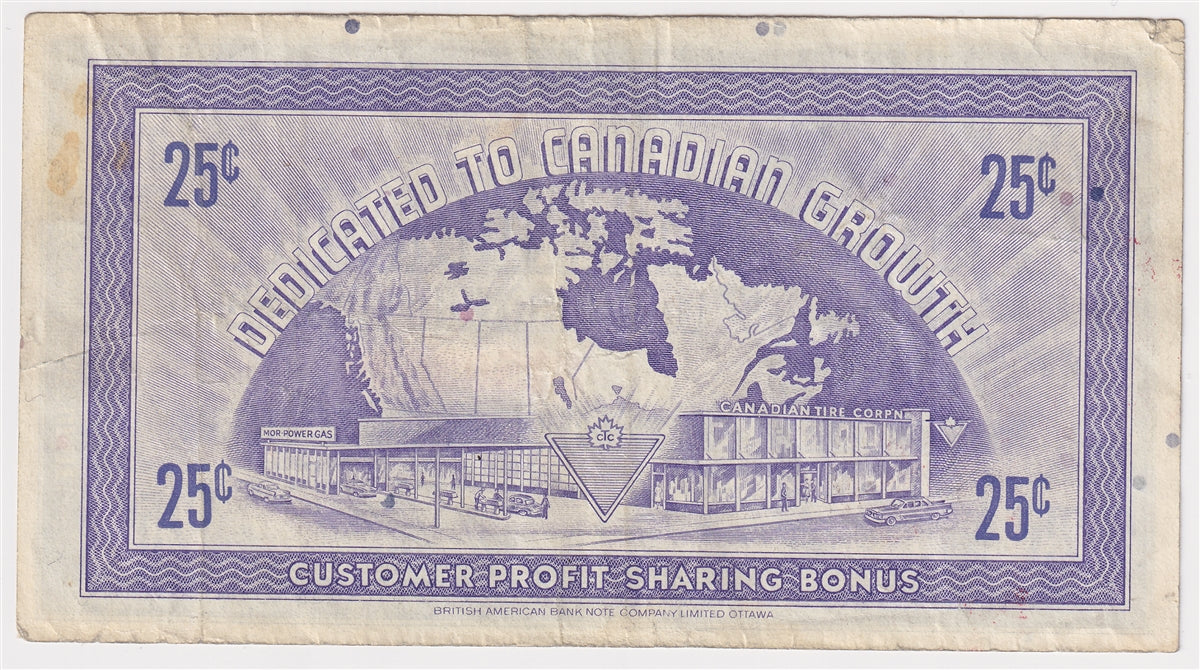 G6-E-C 1968 Canadian Tire Coupon 25 Cents Very Fine