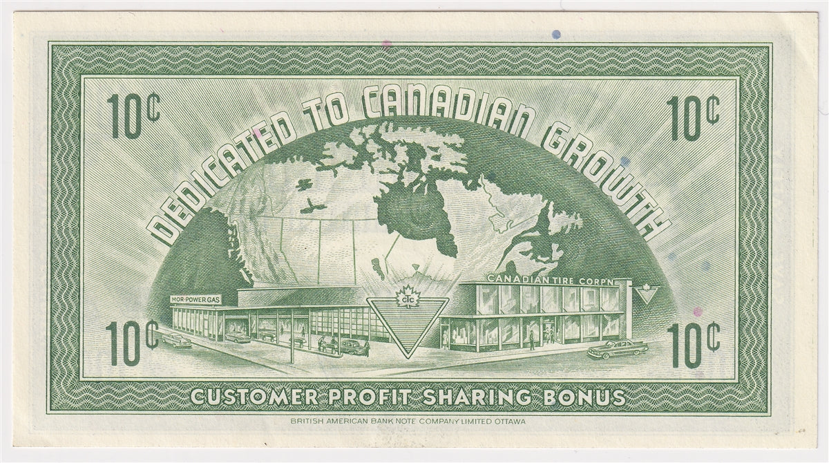 G7-B-B1 1972 Canadian Tire Coupon 10 Cents AU-UNC