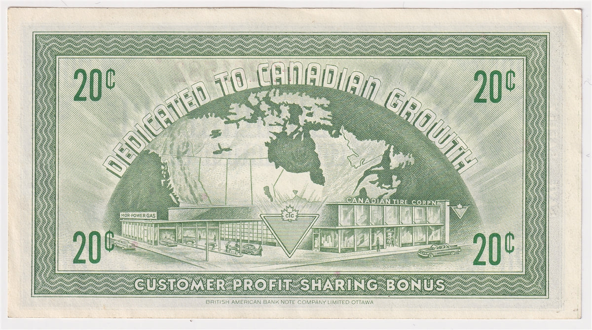 G7-D-F1 1972 Canadian Tire Coupon 20 Cents Almost Uncirculated