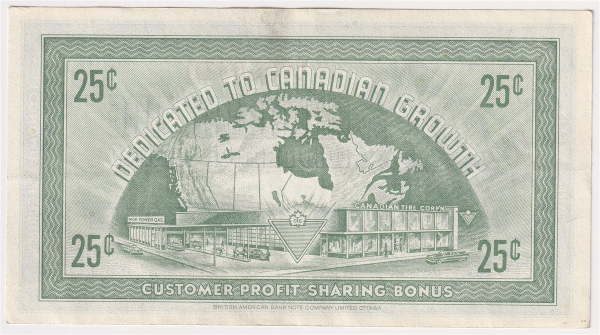 G7-E-V2a Serifs 1972 Canadian Tire Coupon 25 Cents Extra Fine