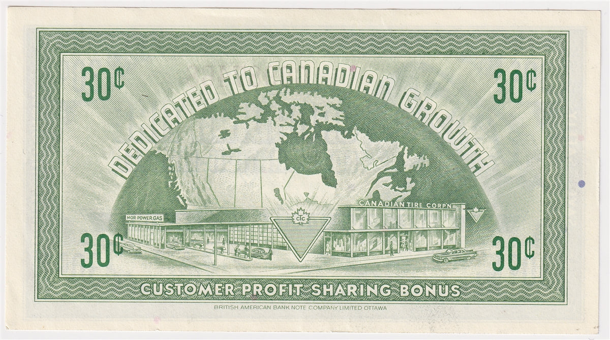 G7-F-G3 Bold 30 1972 Canadian Tire Coupon 30 Cents Uncirculated