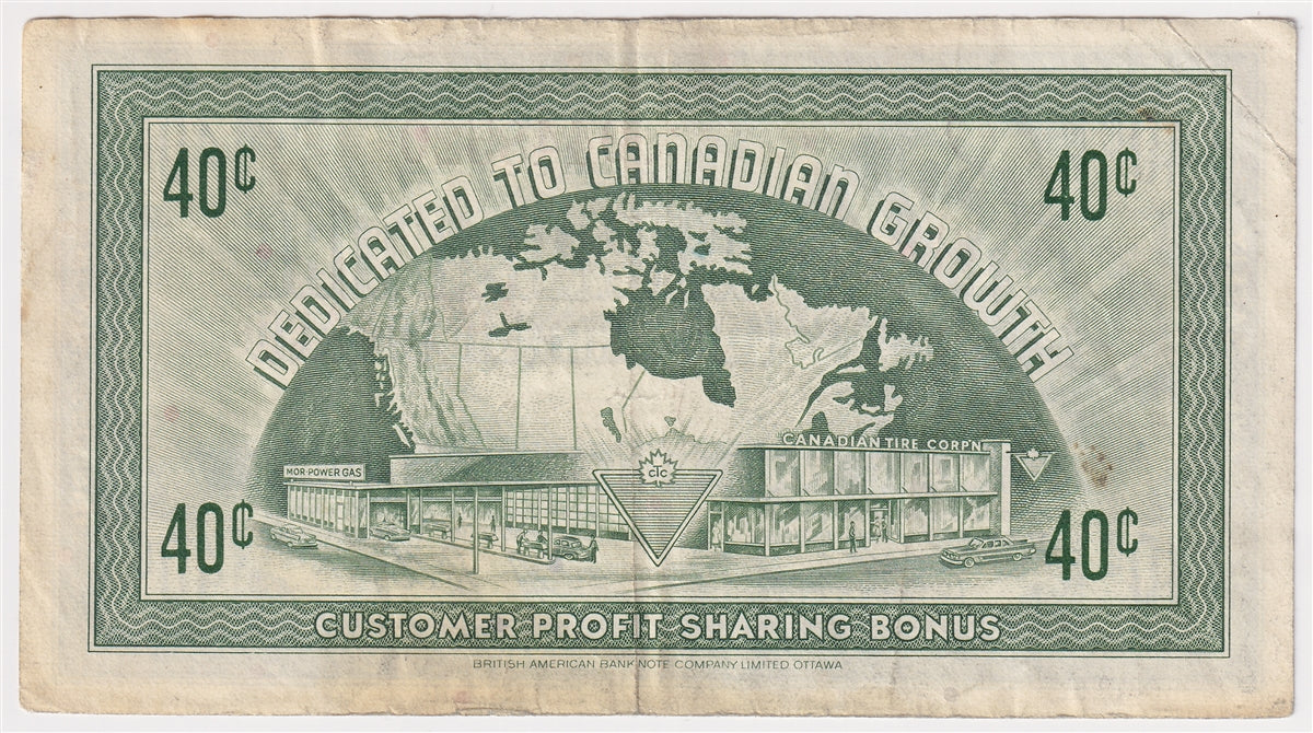 G7-H-J 1972 Canadian Tire Coupon 40 Cents Very Fine