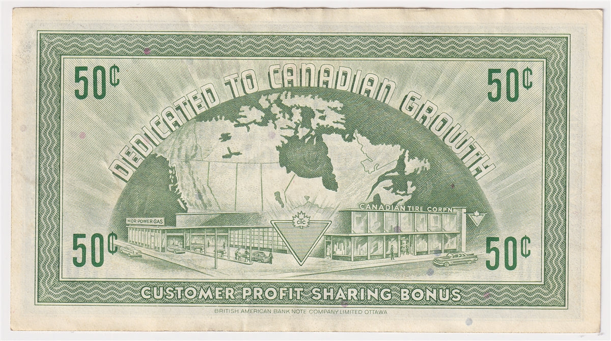 G7-J-M 1972 Canadian Tire Coupon 50 Cents Extra Fine