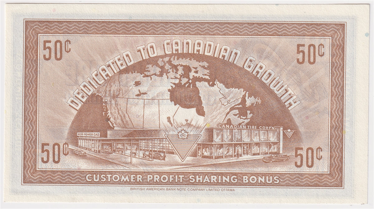 G8-D-U2 Serifs 1978 Canadian Tire Coupon 50 Cents Uncirculated