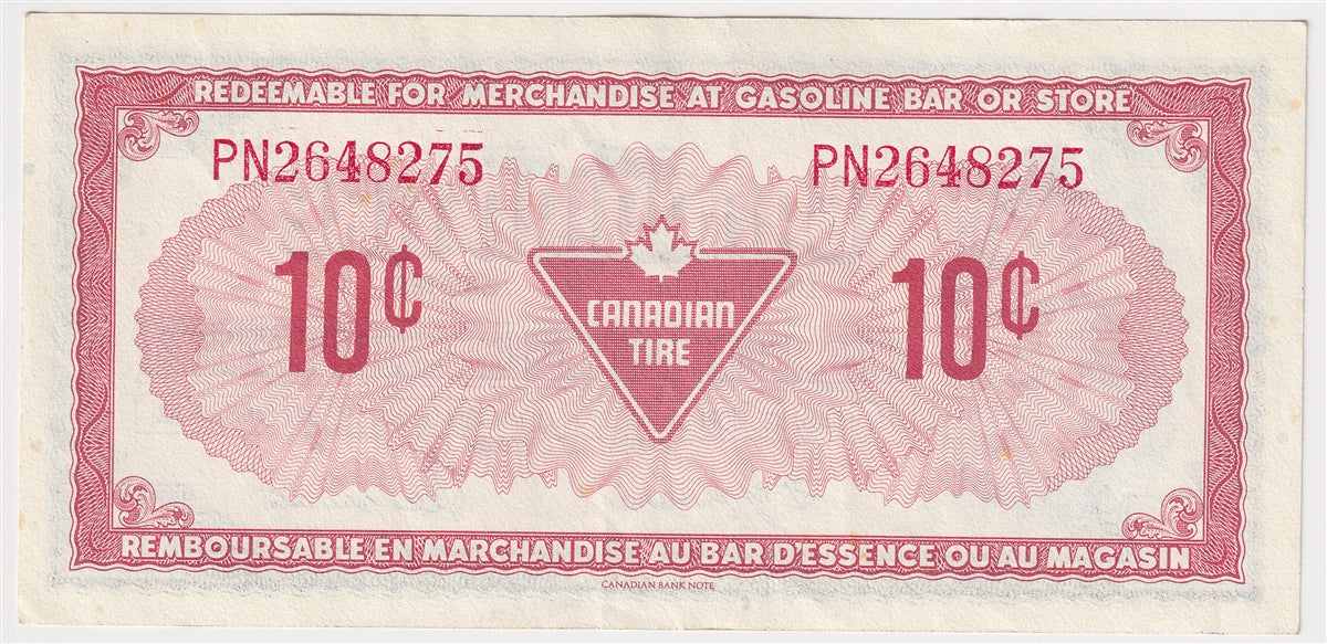 S4-C-PN 1974 Canadian Tire Coupon 10 Cents Almost Uncirculated