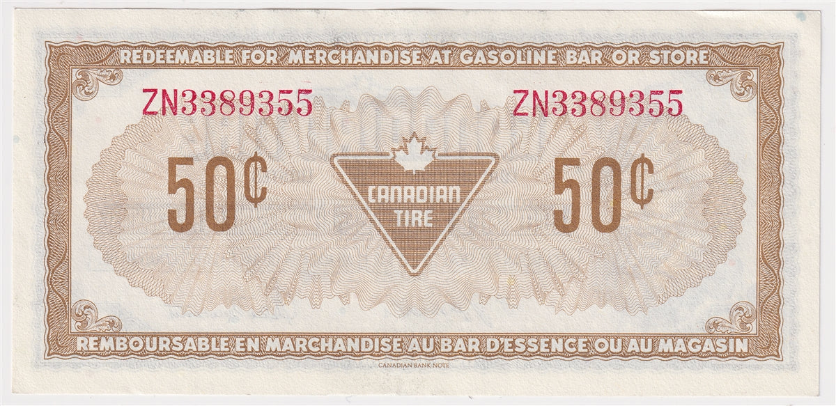 S4-E-ZN1 Red Serial # 1974 Canadian Tire Coupon 50 Cents Uncirculated