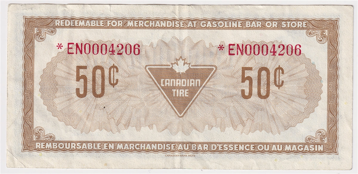 S4-Ea-*EN Replacement 1974 Canadian Tire Coupon 50 Cents VF-EF