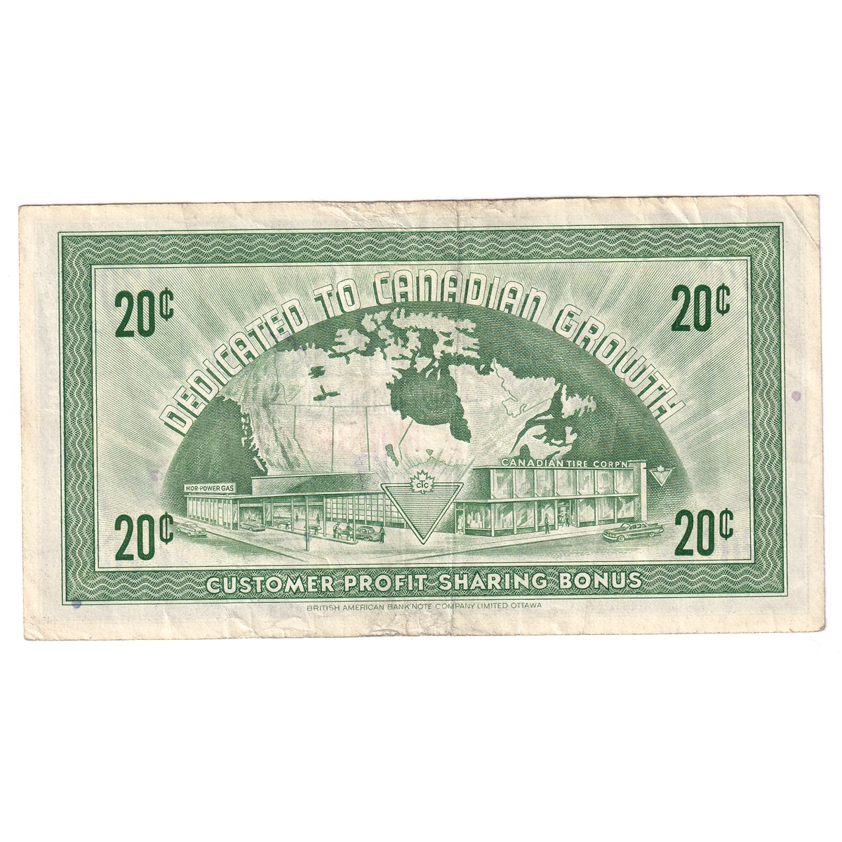 G6-D-F 1968 Canadian Tire Coupon 20 Cents Very Fine