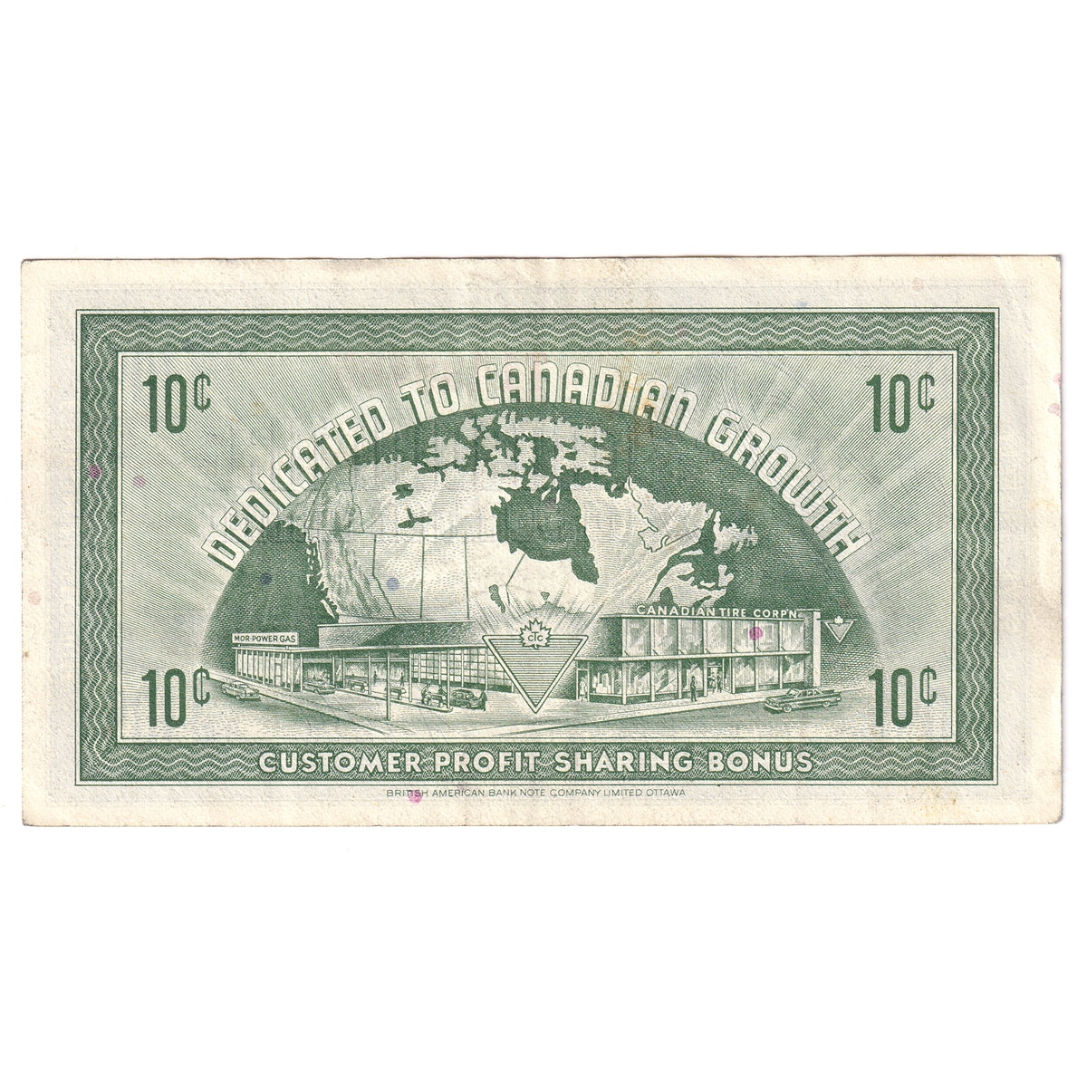 G7-B-T2 Small Serif 1972 Canadian Tire Coupon 10 Cents Extra Fine