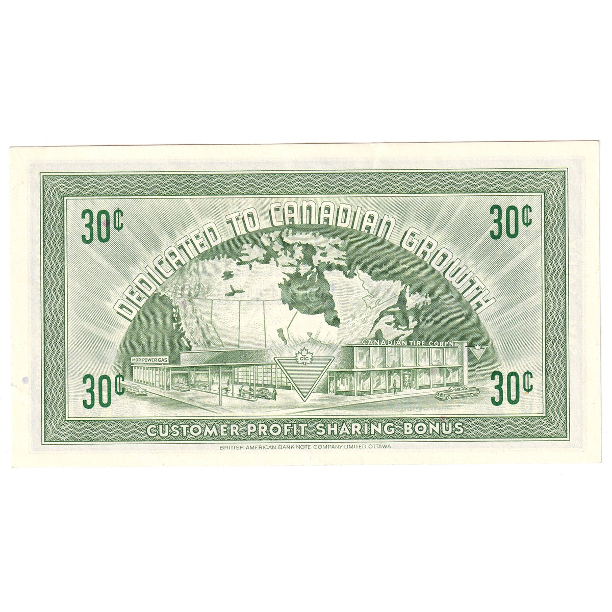 G7-F-G3 Bold 30 1972 Canadian Tire Coupon 30 Cents Almost Uncirculated