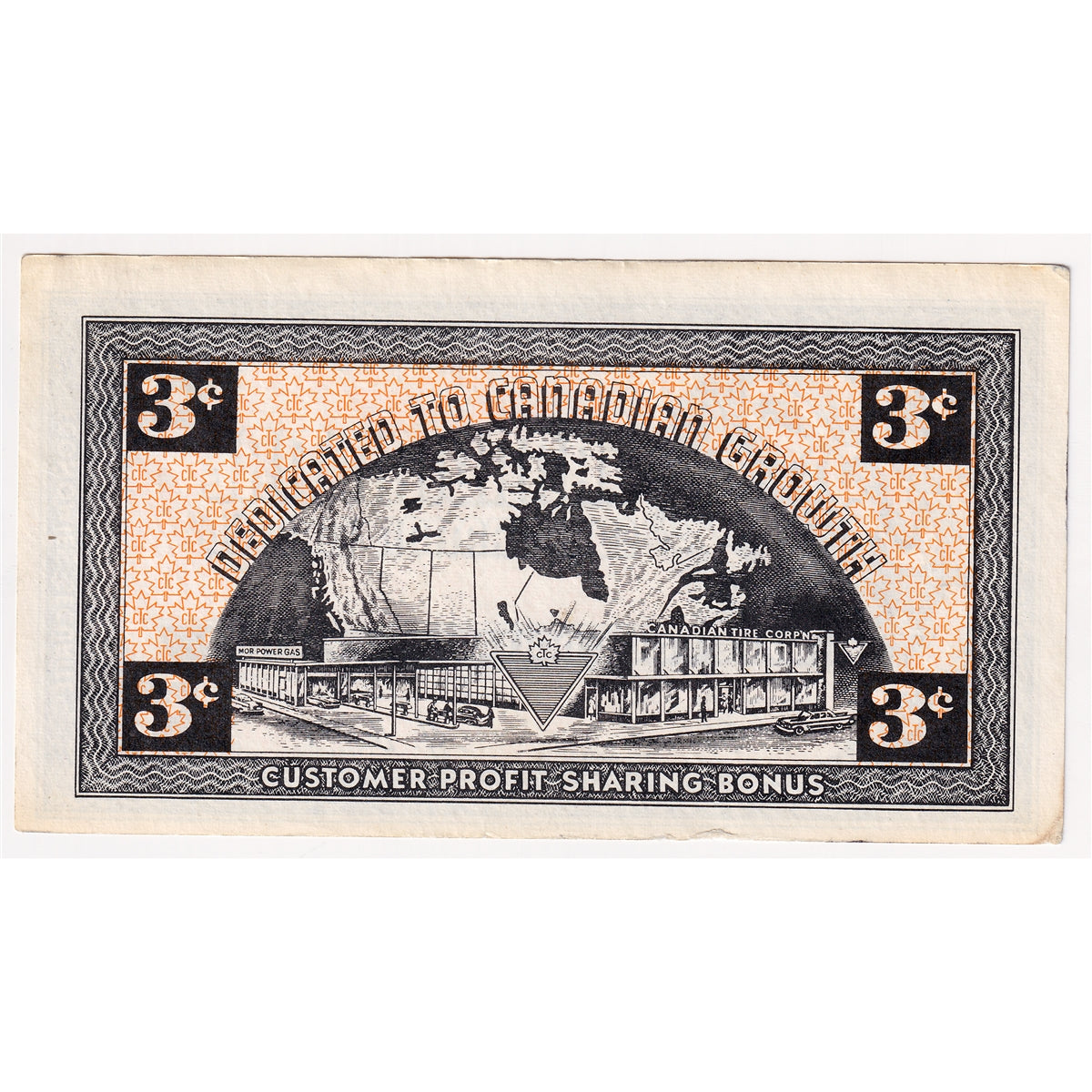 G2-C1 1962 Canadian Tire Coupon 3 Cents Almost Uncirculated