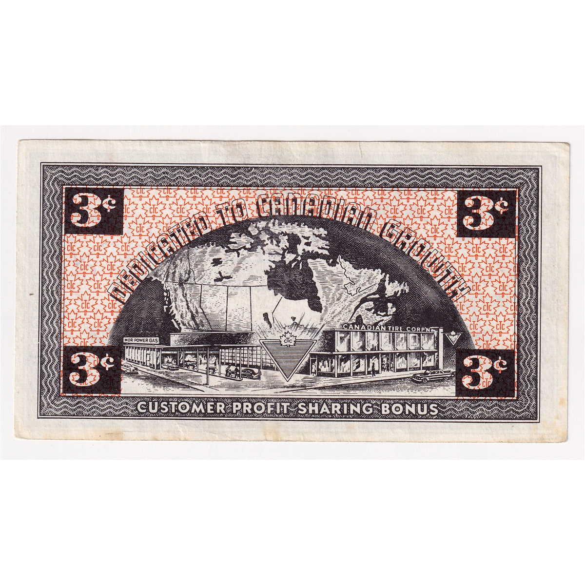 G2-C1 1962 Canadian Tire Coupon 3 Cents Almost Uncirculated (Ink)