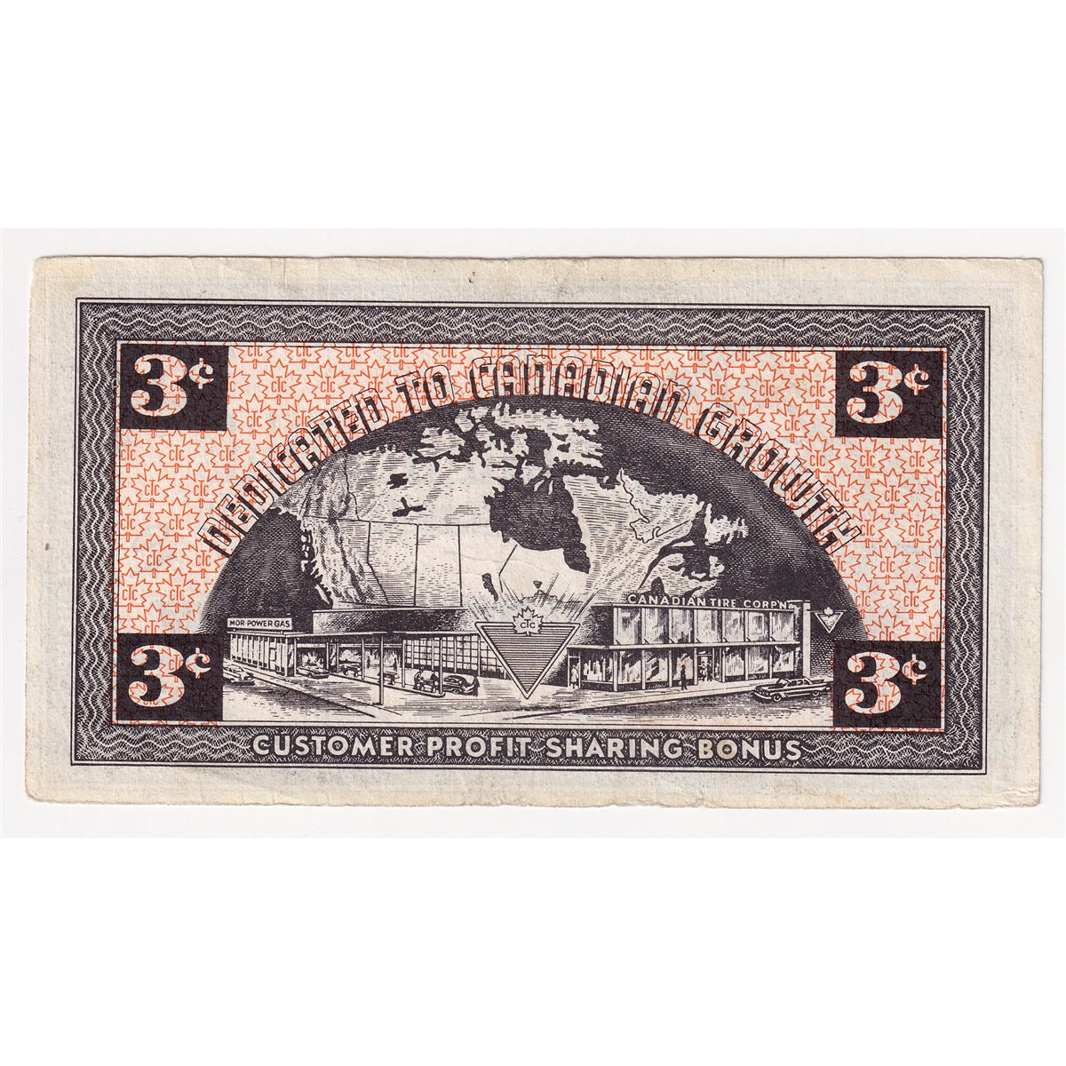 G2-C1 1962 Canadian Tire Coupon 3 Cents Extra Fine (Ink)