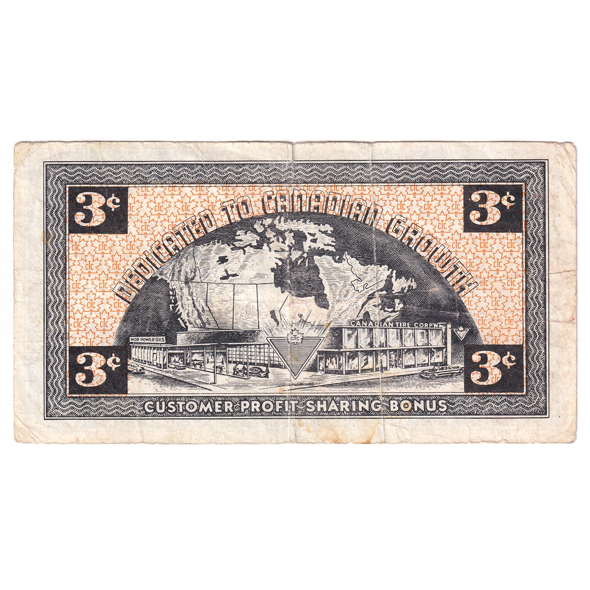 G2-C-X 1962 Canadian Tire Coupon 3 Cents Fine (Tears)