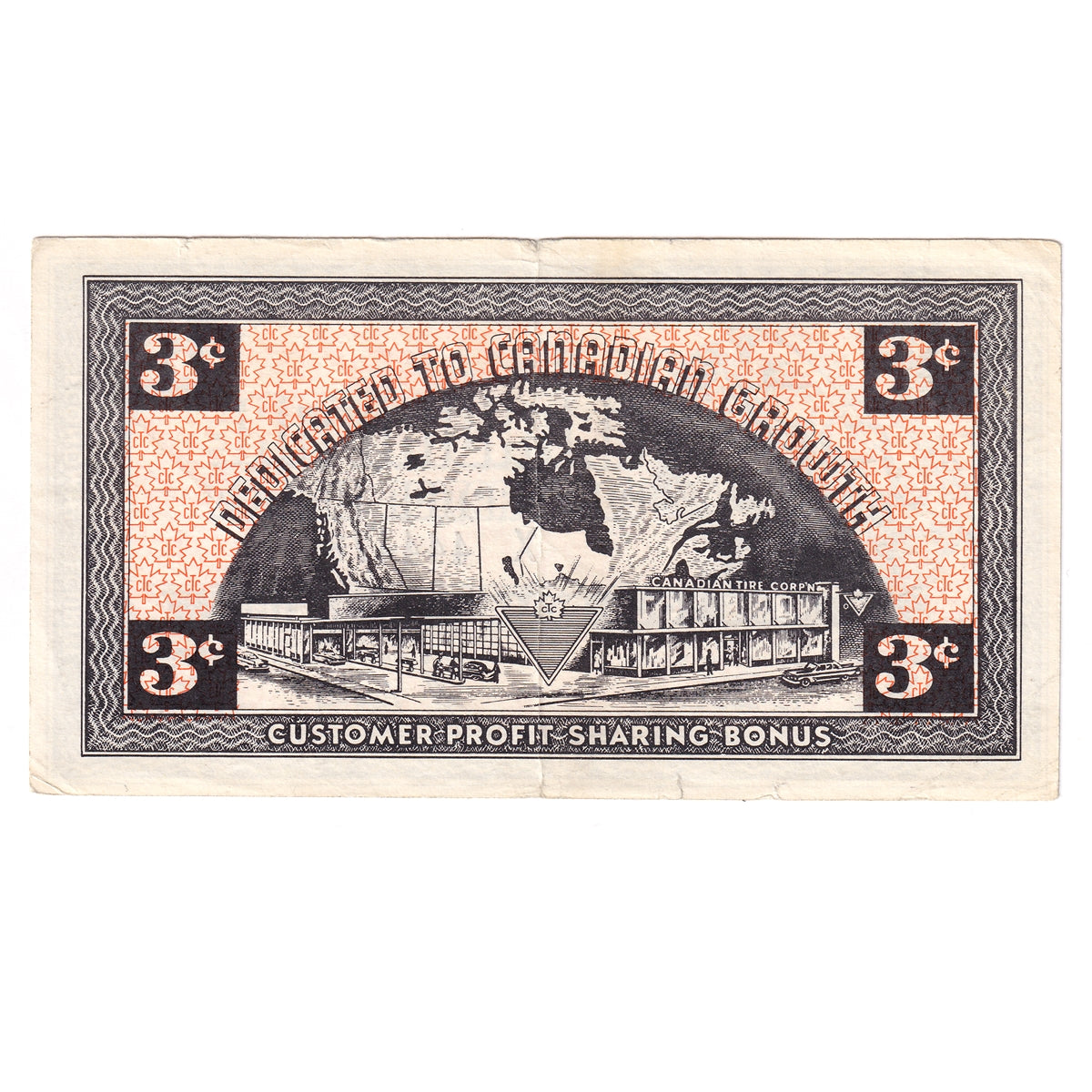 G3-C-X No Mor Power 1962 Canadian Tire Coupon 3 Cents Extra Fine (Tears)