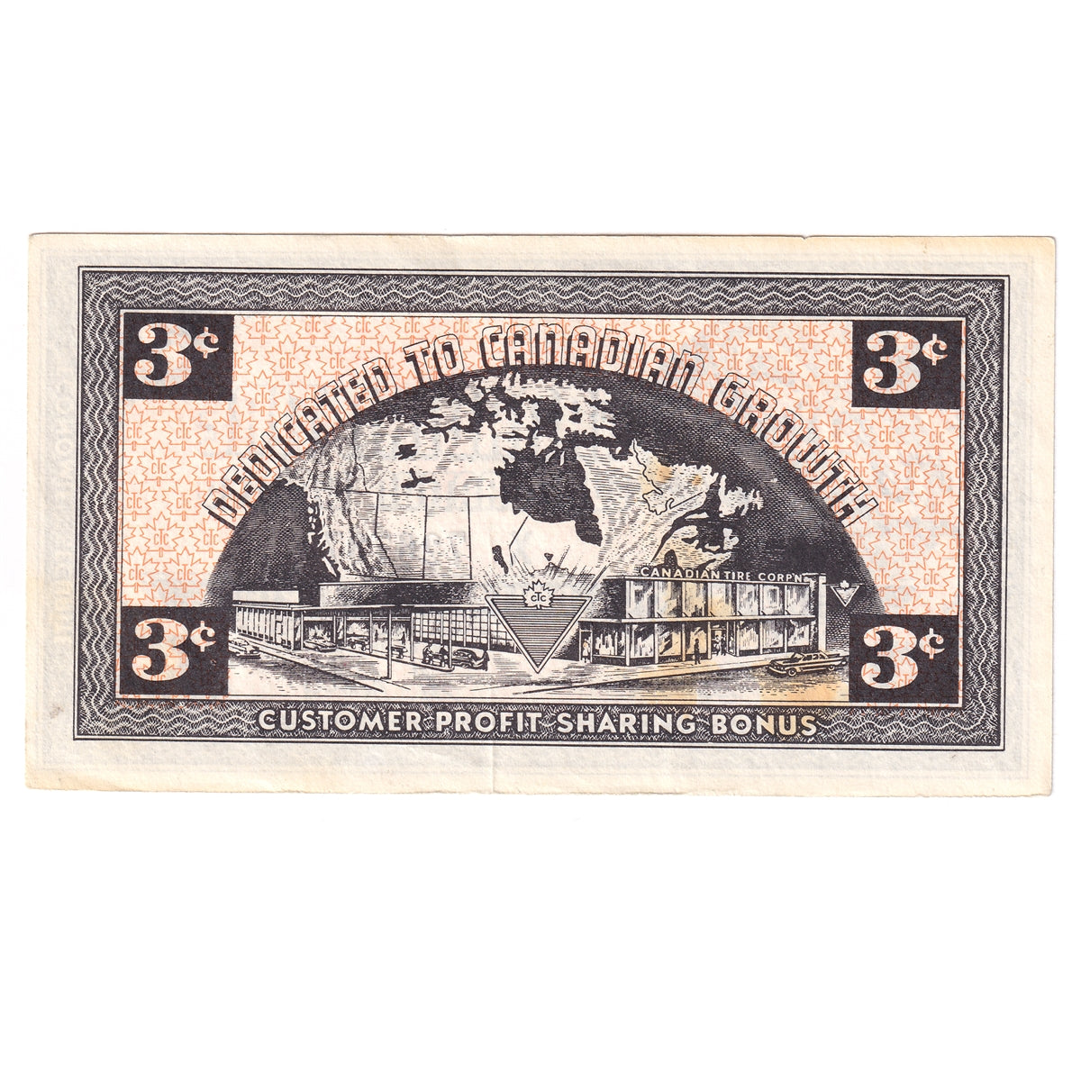 G3-C-X No Mor Power 1962 Canadian Tire Coupon 3 Cents Extra Fine (Stain)